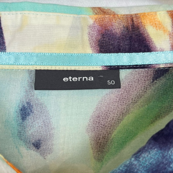 Eterna Watercolour Cotton Button Down Shirt Sz 42 - Picture 6 of 11
